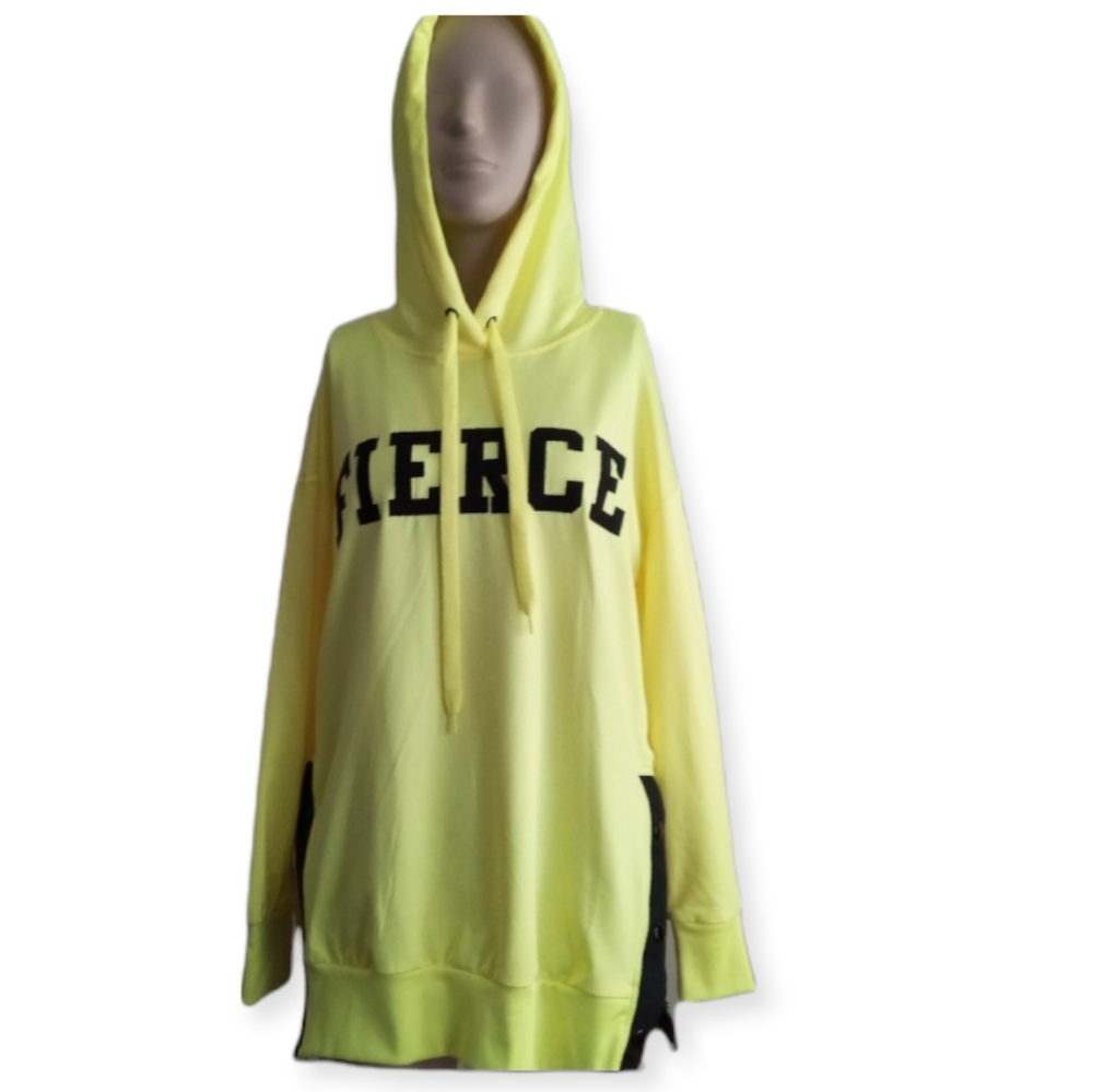 FIERCE pullover neon yellow oversized hoodie dress size small